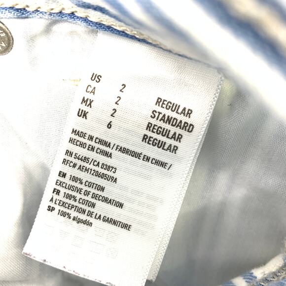 American Eagle Women's Size 2 Striped High Waisted Rise Tapered Leg Mom Jeans - Picture 10 of 10